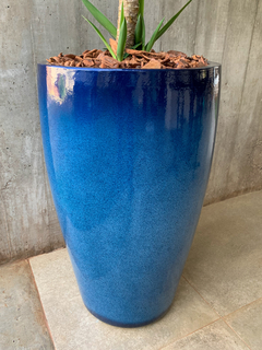 Vaso Flauta n1 Estilo Vietnamita Cerâmica 60cm Azul