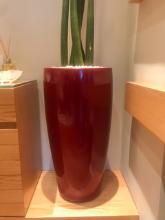 Vaso Flauta n1 Estilo Vietnamita Cerâmica 60cm Vermelho