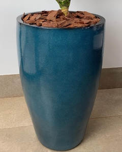 Vaso Flauta n1 Estilo Vietnamita Cerâmica 60cm Azul