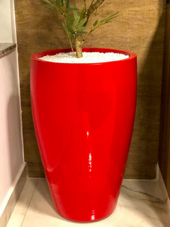 Vaso Flauta n1 Estilo Vietnamita Cerâmica 60cm Vermelho