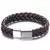 Imagem do Pulseira Masculina De Ímã Trançado Em Aço Inoxidável Preto E Couro Maçôm