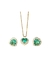 Conjunto Colar e Brincos Zircônia Verde Tifany Banho Ouro 18k