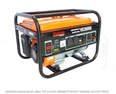 Gerador á Gasolina 4T 208cc 7hp 2.9 Kva 2900 Watts Bivolt VG 3600S VULCAN TRENT - comprar online