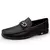 Sapato Loafer Masculino Preto Alfred com detalhe em metal na parte frontal.