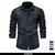 Camisa masculina jeans com bolso duplo slim fit - comprar online