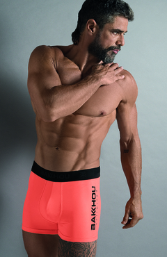 BA2022-Marca: Bakhou | Boxer algodón y lycra Liso con estampa localizada Bakhou Unlimited, elástico sobre relieve negro