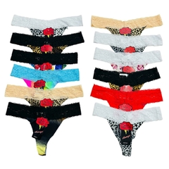 BO916-PACK X3 unidades (OFERTA) COLALES ESTAMPADO CON PUNTILLA DE ALGODÓN