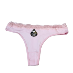 ROS837-PACK X3 unidades (OFERTA) COLALES DE ALGODÓN Y LYCRA CON PUNTILLA ROSA