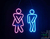 Placa Luminoso em Neon de Led - WC Masculino e Feminino