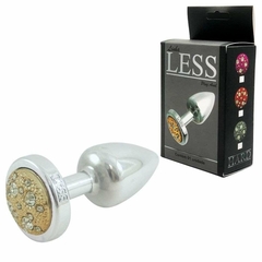 Plug Anal em ABS Cromado com Pedra Cravejada em Strass Dourada- Plug LESS HARD - comprar online