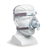 Mascarilla CPAP TrueBlue Nasal de Philips Respironics para tratamiento de la apnea obstructiva del sueño, montada en una cabeza de maniquí. El arnés es de color gris claro, y el codo y los clips son blancos.