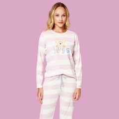 Pijama listrado rosa urso na internet