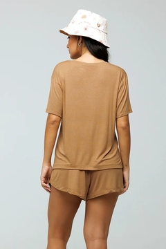 Pijama liso marrom ocre - comprar online