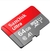 Cartão de memória microSD de 64GB da SanDisk, modelo Ultra A1, com design vermelho e cinza.