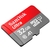 Cartão de memória microSD Sandisk Ultra de 32GB, com design vermelho e cinza, destacando a classificação A1.