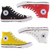 Tênis All Star Cano Alto Feminino da Converse em quatro cores: preto, vermelho, amarelo e branco, com design clássico.