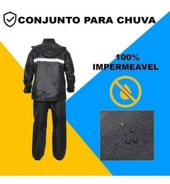 Capa Chuva Moto Impermeável Nylon Jaqueta Com Capuz + Calça - comprar online