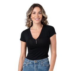 BLUSA MODELO DE STRASS MANGA CURTA: COR PRETO cod. 483