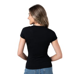 BLUSA BASICA DECOTE EM V MANGA CURTA: COR PRETO cod. - comprar online