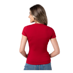 BLUSA DECOTE EM V COM BOLSINHO MANGA CURTA: COR VERMELHO cod. 466 na internet