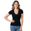 BLUSA DECOTE EM V COM BOLSINHO MANGA CURTA: COR PRETO cod. 466