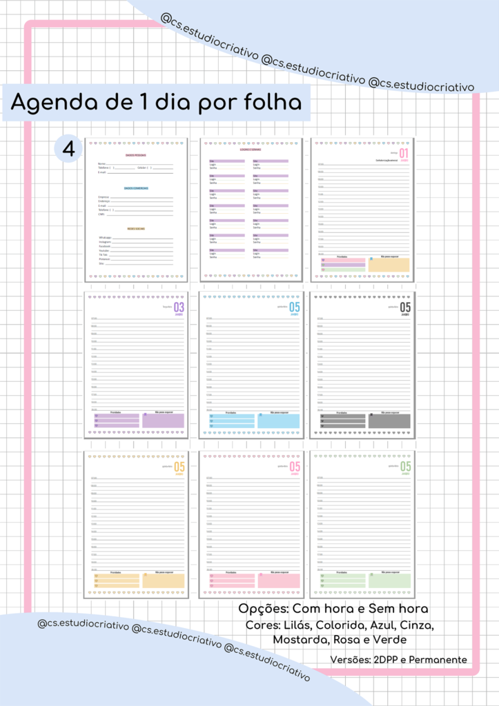 AGENDA 2024 A6 - CAPA FLORAL ROSA - 2DPP