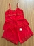 Baby Doll Nina em Liganete com Detalhes em Renda - Vermelho