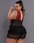 Baby Doll Sensual em Tule e Renda - Preto e rosa escuro - comprar online