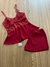 Baby Doll Camila em malha Fria com Detalhes em Renda - Vermelho