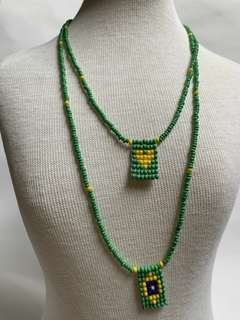 Brazil Flag Scapular Necklace- Brazilian Jewelry