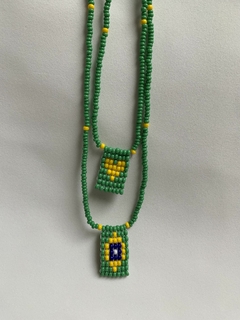 Image of Brazil Flag Scapular Necklace- Brazilian Jewelry