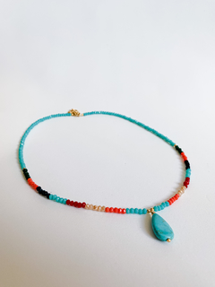 Necklace With Turquoise Drop Pendant And Natural Crystals on internet