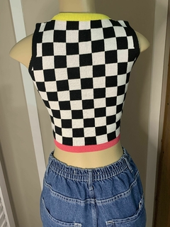 Cropped Feminino Quadriculado Tricô - loja online