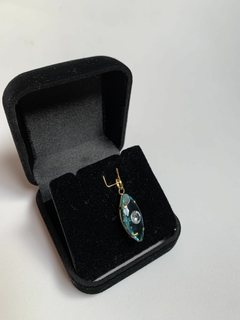 Image of Greek Eye Pendant Turquoise Blue 18k Gold 750