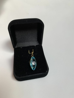 Greek Eye Pendant Turquoise Blue 18k Gold 750