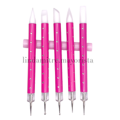 set pinceles dotting y punta de silicona x5