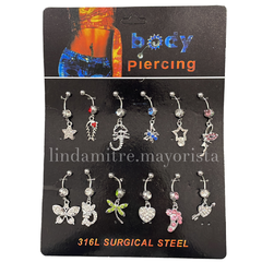 Piercing para ombligo con colgante x12