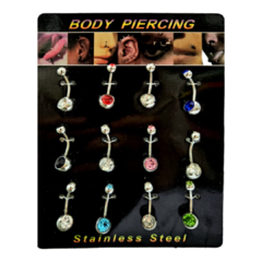 Piercing para ombligo con strass grande x12