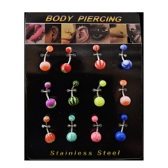 Piercing para ombligo bola de plastico x12