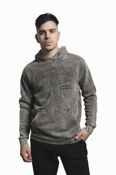 HOODIE "ARACHNID" WASHED GRIS - Amorkenta