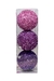 Bola de Natal Plus 8 cm c/3 cores Gliter Roxo/Lilás/Pink