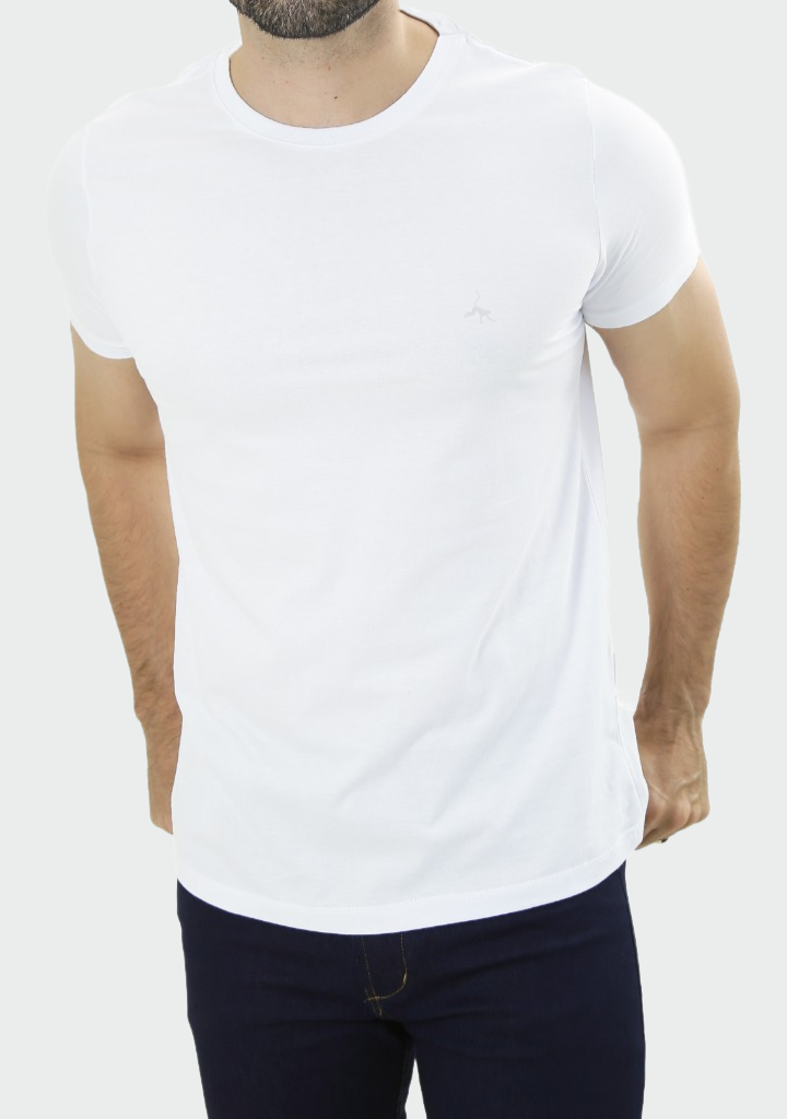 Camiseta Masculina Básica Algodão Egípcio Branca - Gioppepe