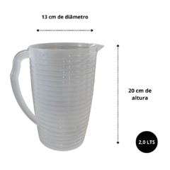 Jarra de Suco Para Agua Redonda de Plastico Transparente 2 Litros com Tampa Vermelha - comprar online