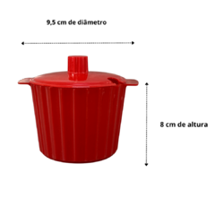 Imagem do Açucareiro com Tampa e Colher Porta Açucar em Plastico Acrilico Vermelho