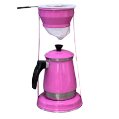 Mancebo Pop com Bule Mariquinha Coador De Café Retro Em Alumínio Suporte Rosa Pink