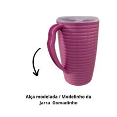 Kit Jogo Conjunto Jarra de Suco Para Agua Redonda de Plastico + 4 Copos 2 Litros Rosa na internet