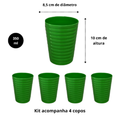 Kit Jogo Conjunto Jarra de Suco Para Agua Redonda de Plastico + 4 Copos 2 Litros Verde Lima - loja online