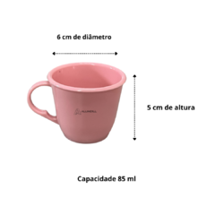 Suporte Mancebo Cantinho do Café Cabideiro Pedestal Kit Conjunto Madeira Jogo com 6 Xícaras em Acrilico Plastico Rosa Be - comprar online