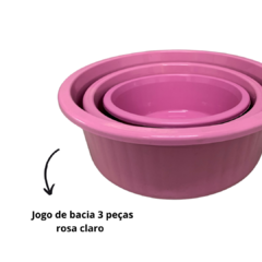 Jogo de Bacia 3 Peças Plastico Redonda Multiuso Rosa Canelada - Lojas de Panelas | Alumdill