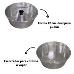 Banho Maria Panela a Vapor 3 Em 1 Forma Pudim Aluminio com Tampa Collor Preto Craqueado - comprar online